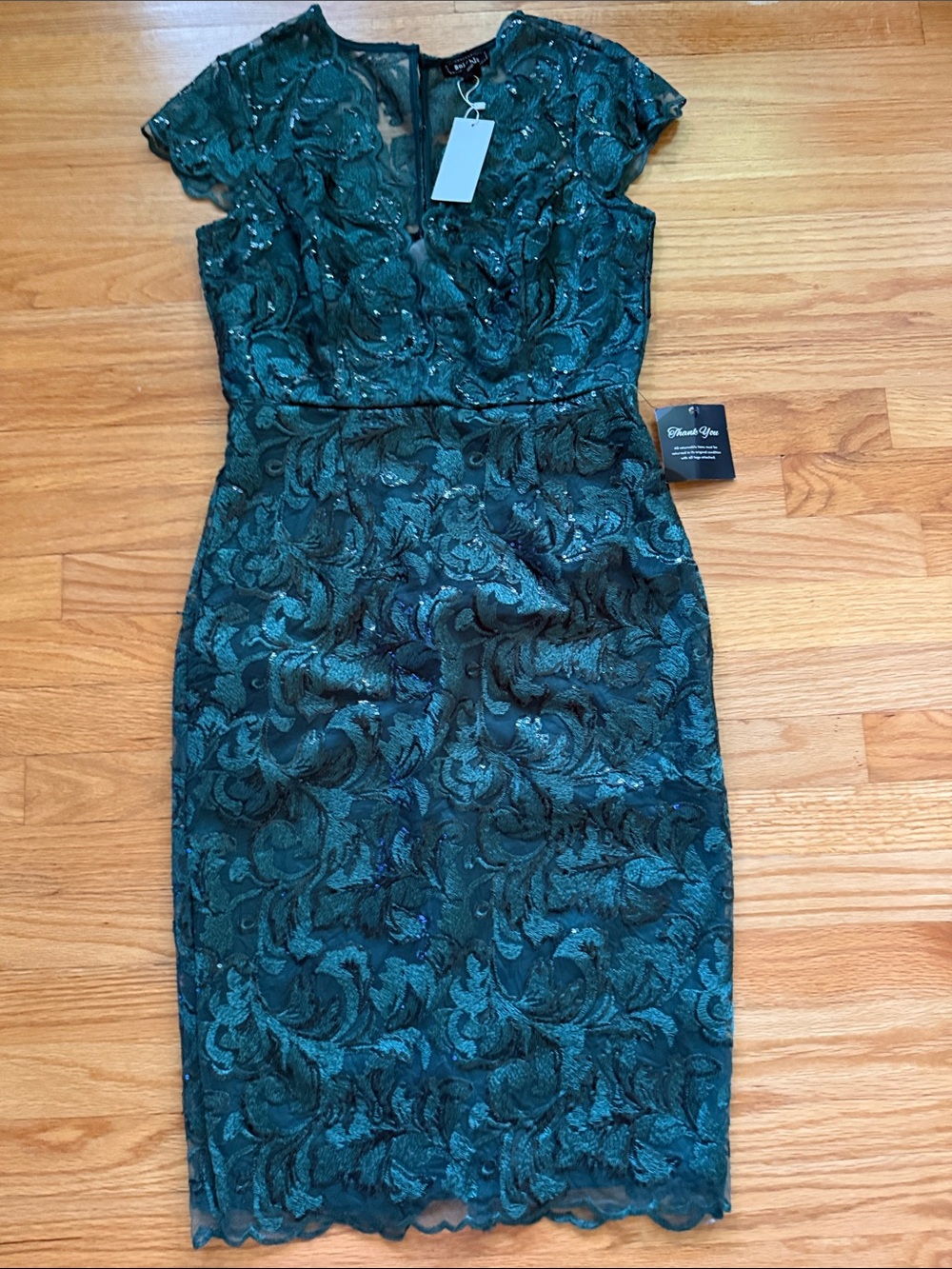 Soieblu elegant green lace cocktail dress L